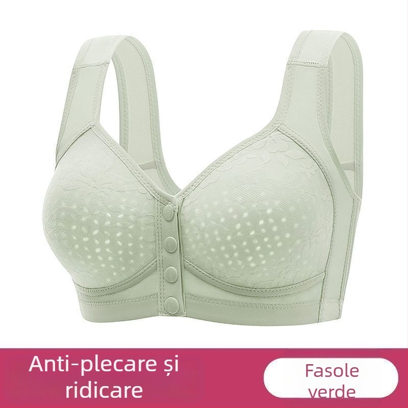 Sutien tip vest din bumbac, cu cupă completă, închidere frontală, respirabil și push-up (bumbac • cupă completă • închidere frontală • respirabil • push-up)