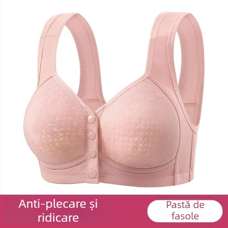 Sutien tip vest din bumbac, cu cupă completă, închidere frontală, respirabil și push-up (bumbac • cupă completă • închidere frontală • respirabil • push-up)