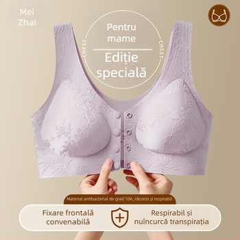 Sutien matern cu închidere frontală, stil vestă, 3/4 Cup, Cupă cu formă medie, Material nylon