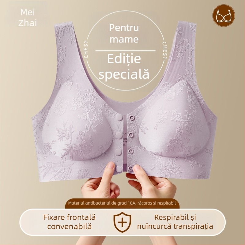 Sutien matern cu închidere frontală, stil vestă, 3/4 Cup, Cupă cu formă medie, Material nylon