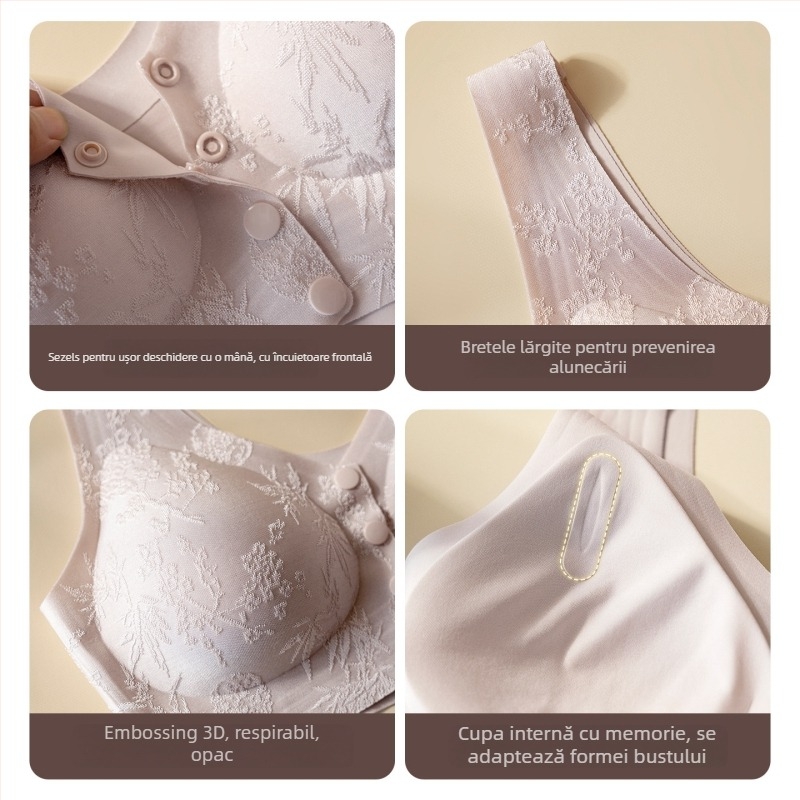 Sutien matern cu închidere frontală, stil vestă, 3/4 Cup, Cupă cu formă medie, Material nylon