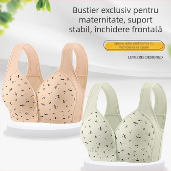Sutien fără fir cu închidere frontală pentru femei de vârstă mijlocie și în vârstă, cu cupe complete, burete subțire cu formă, bretele fixe, material din nailon respirabil, confort pe tot parcursul anului