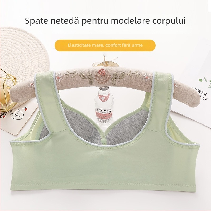 Sutien fără fir cu închidere frontală pentru femei de vârstă mijlocie și în vârstă, cu cupe complete, burete subțire cu formă, bretele fixe, material din nailon respirabil, confort pe tot parcursul anului