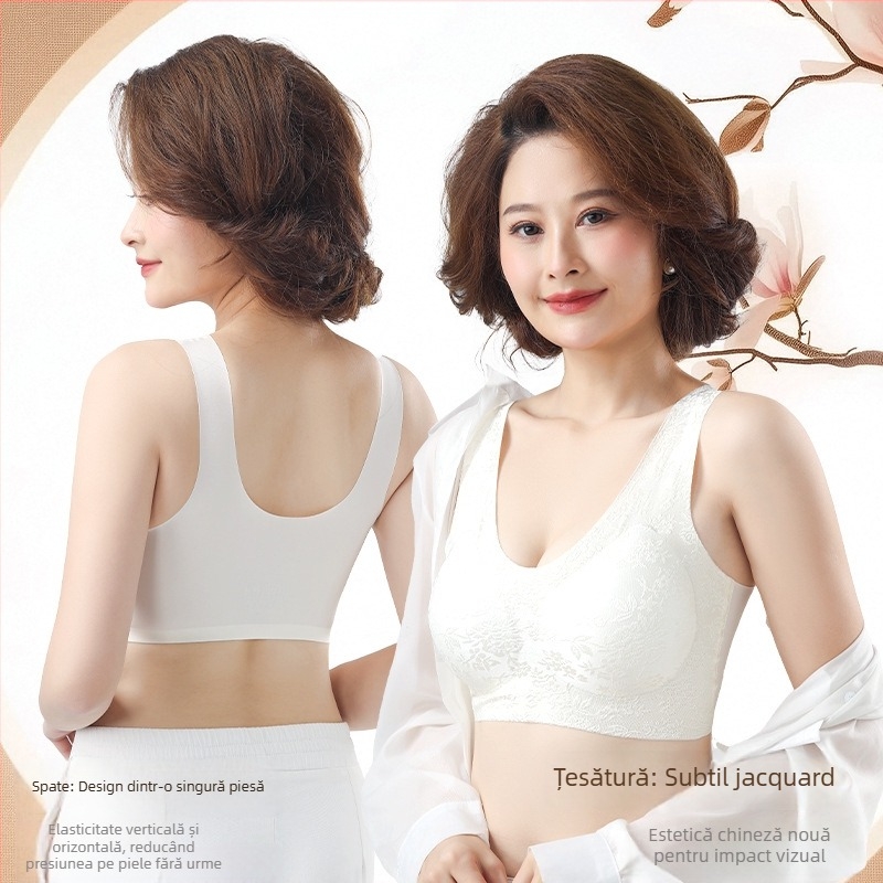 Sutien în stil vestă, fără cusături, cu bretele fixe, cupă completă, cupă turnată subțire, material nylon