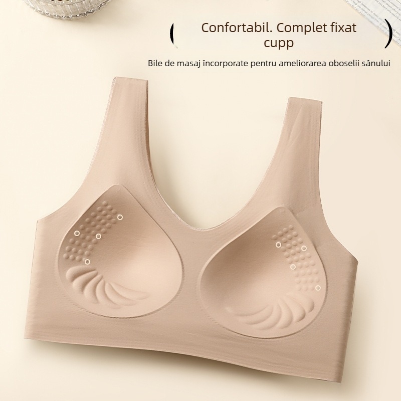 Sutien în stil vestă, fără cusături, cu bretele fixe, cupă completă, cupă turnată subțire, material nylon