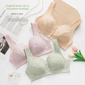 Sutien din bumbac cu cupă completă, închidere frontală și arc subțire