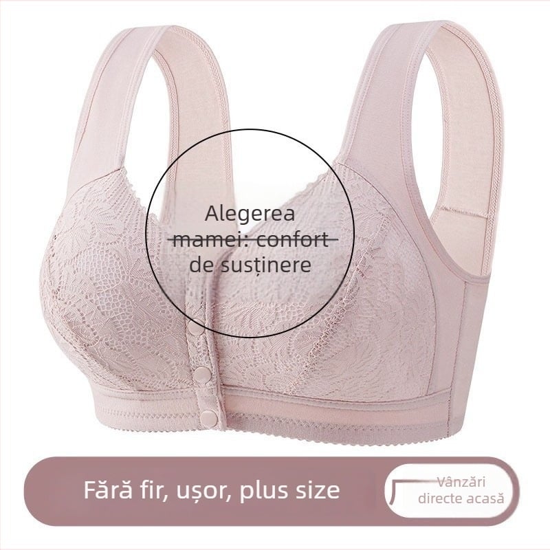 Sutien din bumbac cu cupă completă, închidere frontală și arc subțire