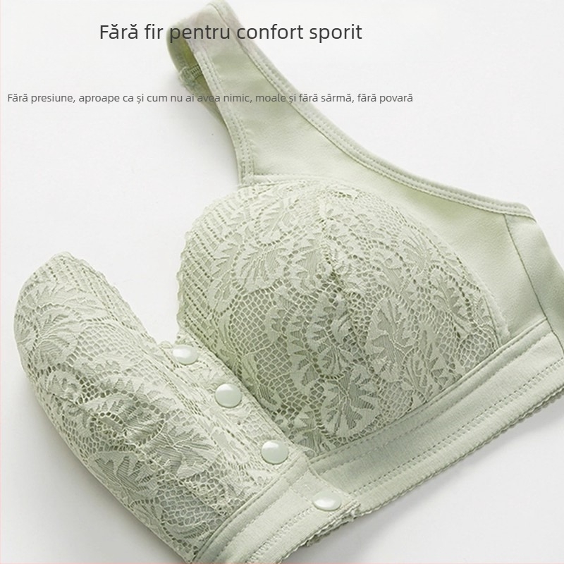 Sutien din bumbac cu cupă completă, închidere frontală și arc subțire