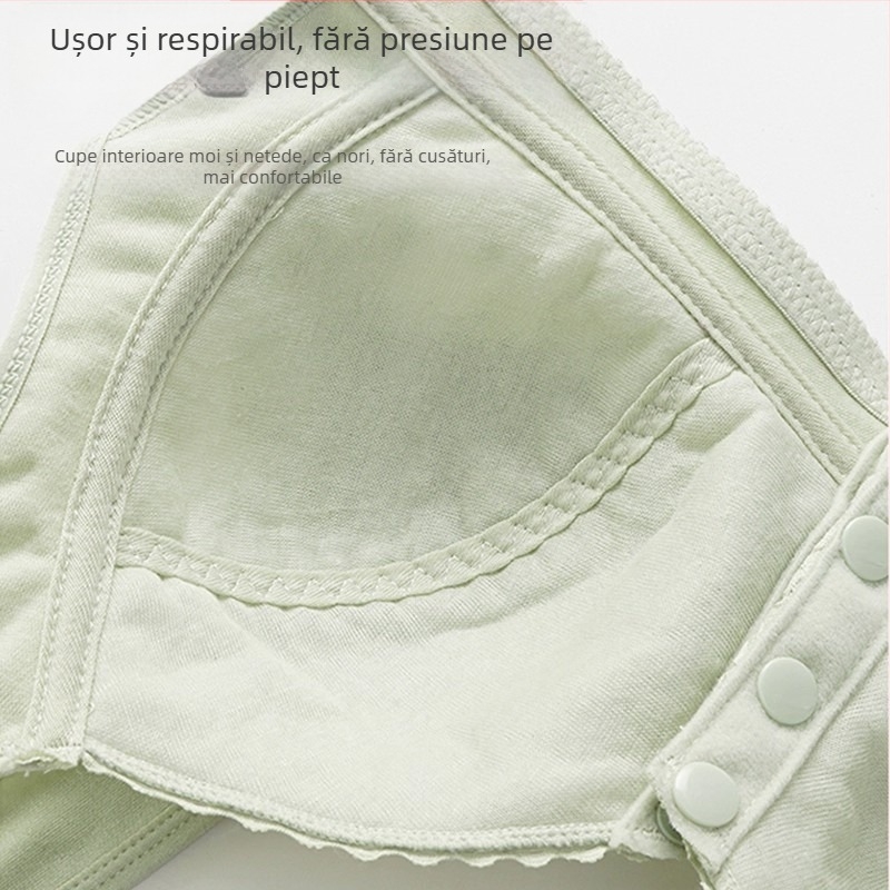 Sutien din bumbac cu cupă completă, închidere frontală și arc subțire