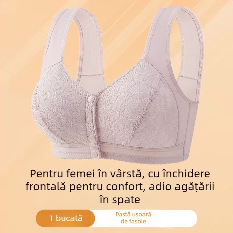 Sutien din bumbac cu cupă completă, închidere frontală și arc subțire