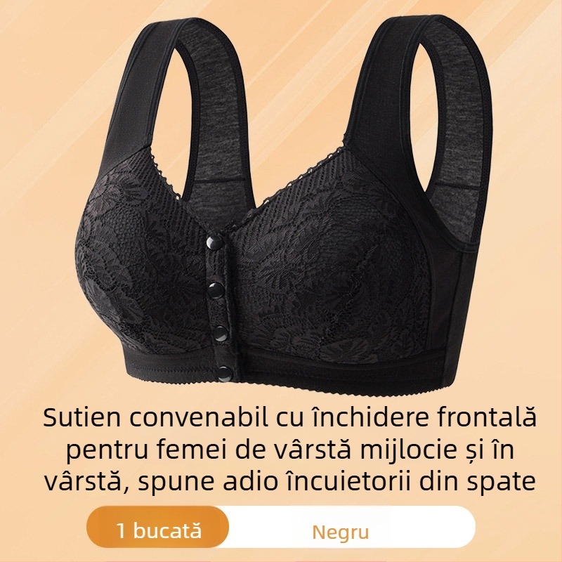 Sutien din bumbac cu cupă completă, închidere frontală și arc subțire
