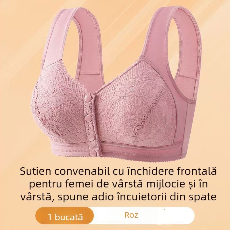 Sutien din bumbac cu cupă completă, închidere frontală și arc subțire