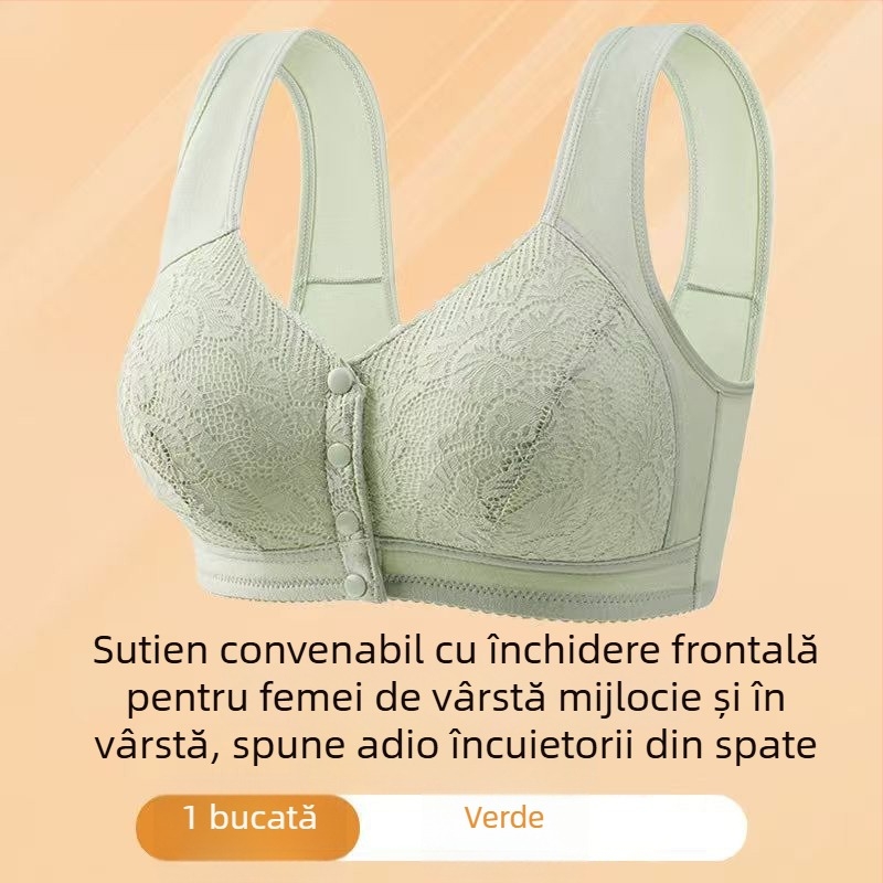 Sutien din bumbac cu cupă completă, închidere frontală și arc subțire