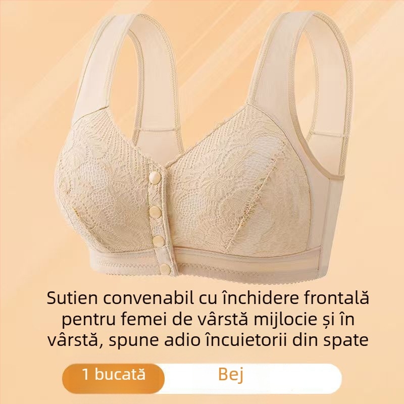 Sutien din bumbac cu cupă completă, închidere frontală și arc subțire