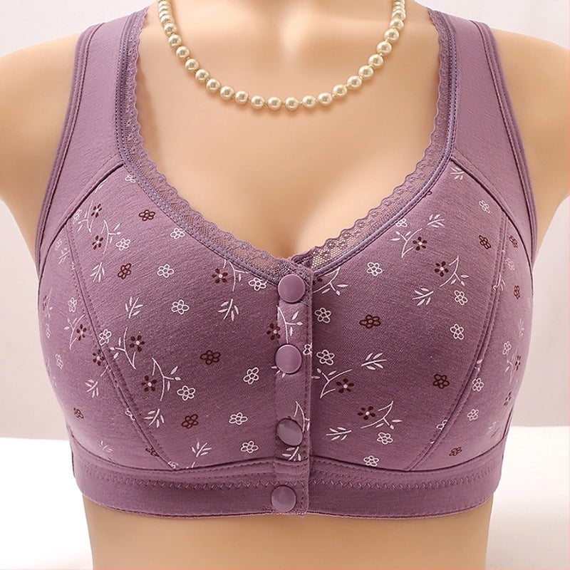 Sutien cu închidere frontală, Cupă 3/4, Cupă turnată subțire, Țesătură din bumbac