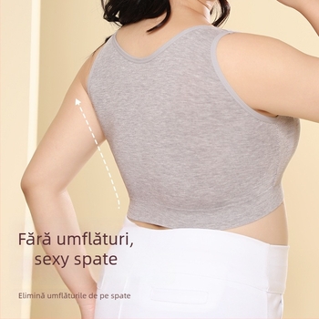 Sutien sport din bumbac, fără cusături, pentru femei, cu susținere la spate, cupe triunghiulare subțiri, bretele fixe duble