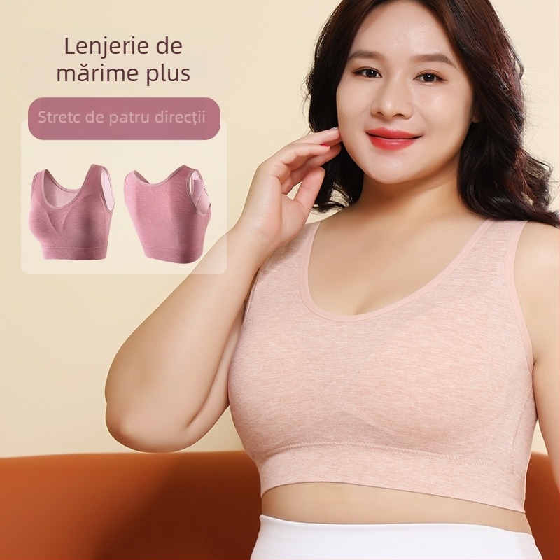 Sutien sport din bumbac, fără cusături, pentru femei, cu susținere la spate, cupe triunghiulare subțiri, bretele fixe duble