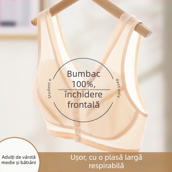 Sutien în stil vestă, cupă completă, cupă nemodelată, închidere frontală, bretele duble fixe