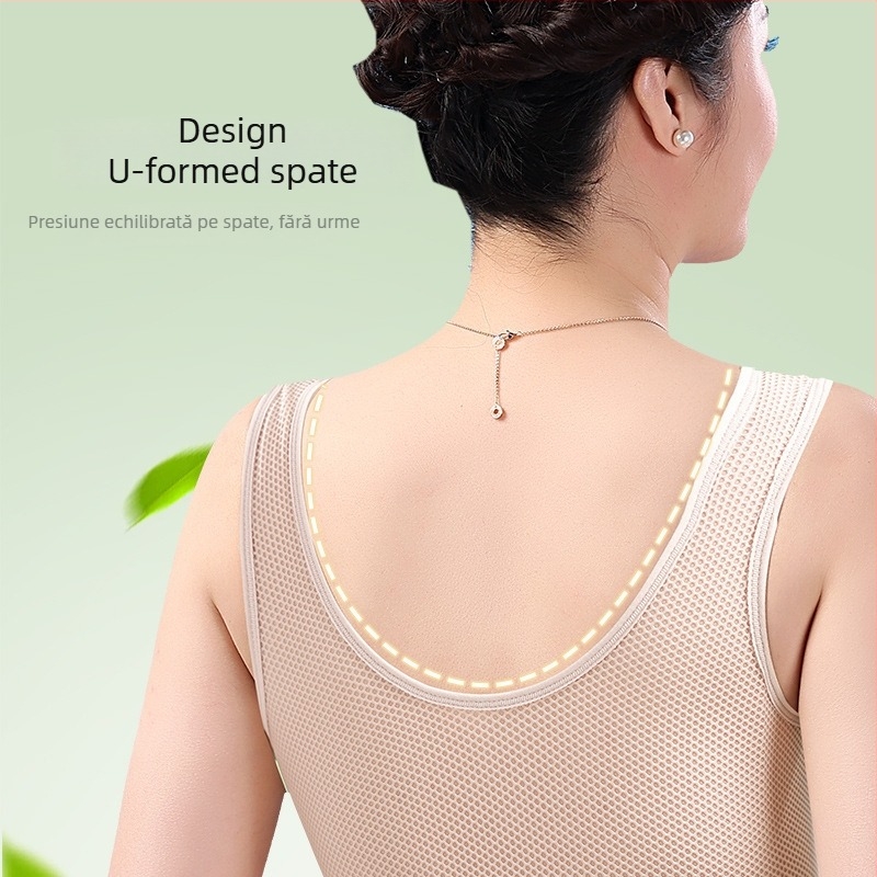 Sutien în stil vestă, cupă completă, cupă nemodelată, închidere frontală, bretele duble fixe