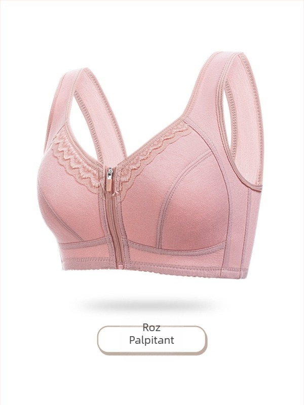 Sutien din bumbac moale cu cupă, închidere frontală, fără arcuri, stil vestă, plus-size, sprijin pentru spate pentru femei mature