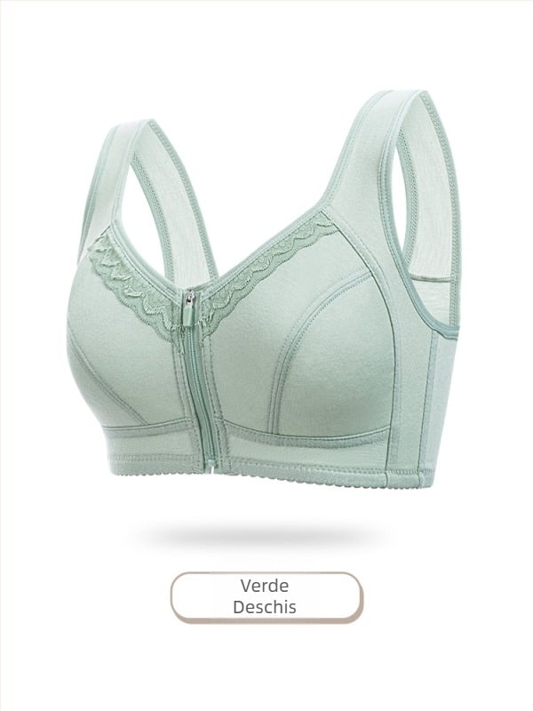 Sutien din bumbac moale cu cupă, închidere frontală, fără arcuri, stil vestă, plus-size, sprijin pentru spate pentru femei mature