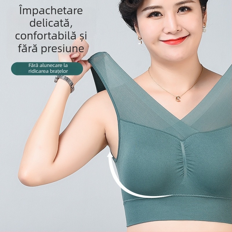 Sutien din nylon, fără sârme, cupe 3/4 ușor modelate, respirabil, susținere superioară