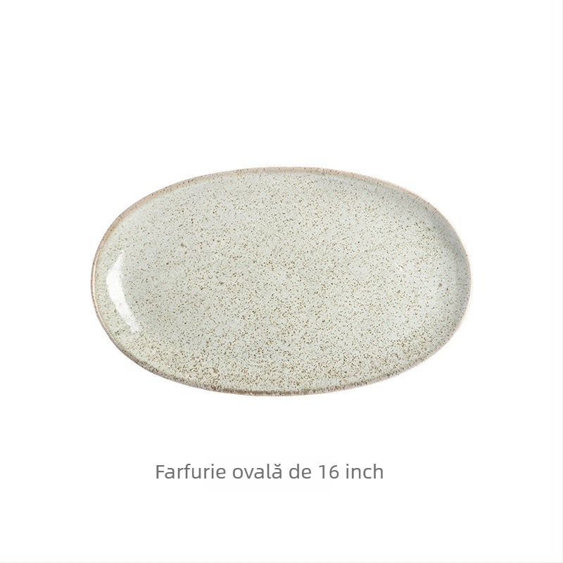 Farfurii ceramice ovale pentru pește aburit – Kakel, ceramică, origine Chaozhou, pentru adulți, personalizare disponibilă
