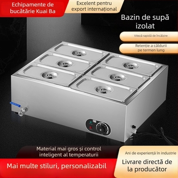 Pult de servire a mâncării izolat, încălzit electric, din oțel inoxidabil; lucrat manual; personalizabil