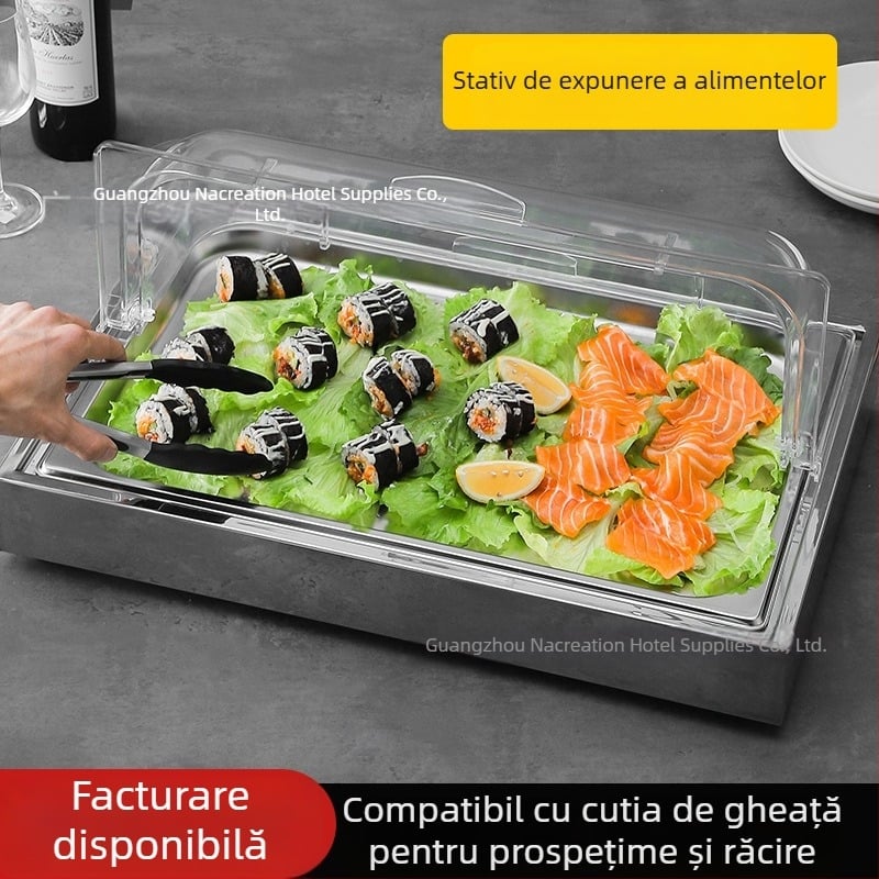 Masă de expunere din oțel inoxidabil pentru banchete hoteliere — INS stil, marcă ZHILISHI, Raft de expunere a fructelor de mare