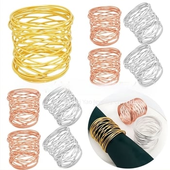 Inel de șervet din sârmă metalică - electroplacat, pachet 6, XINYAO, pentru aranjarea meselor în hotel