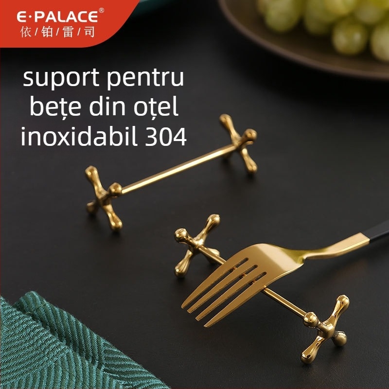 Suport metal hotelier pentru bețișoare și tacâmuri, aliaj de zinc, finisaj electroplacat, design modern minimalist, brand E-PALACE, set de 2 piese, personalizare disponibilă