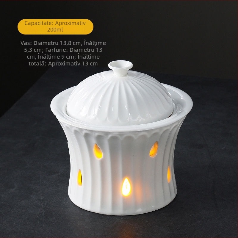 Vas ceramic pentru ghiveci cu încălzire prin lumânare - lucrat manual, veselă premium, potrivit pentru uz general, personalizabil