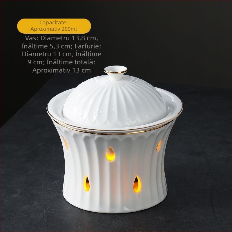 Vas ceramic pentru ghiveci cu încălzire prin lumânare - lucrat manual, veselă premium, potrivit pentru uz general, personalizabil
