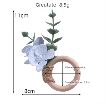 Ineluri pentru șervețele cu hortensie boemă, frunze artificiale și eucalipt, realizate manual, stil occidental; set 6
