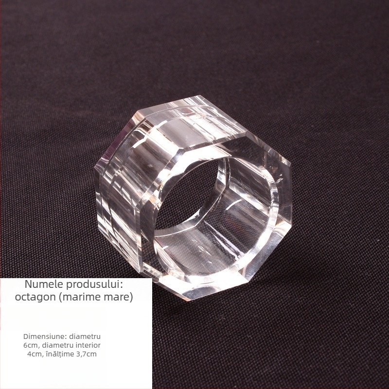 Inel pentru șervete din cristal, sticlă, forme poligonală/rotundă/ovală, finisaj electroplat, model creativ, imprimare logo, licență pentru etichetă privată