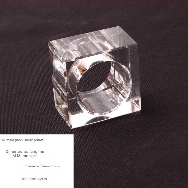 Inel pentru șervete din cristal, sticlă, forme poligonală/rotundă/ovală, finisaj electroplat, model creativ, imprimare logo, licență pentru etichetă privată