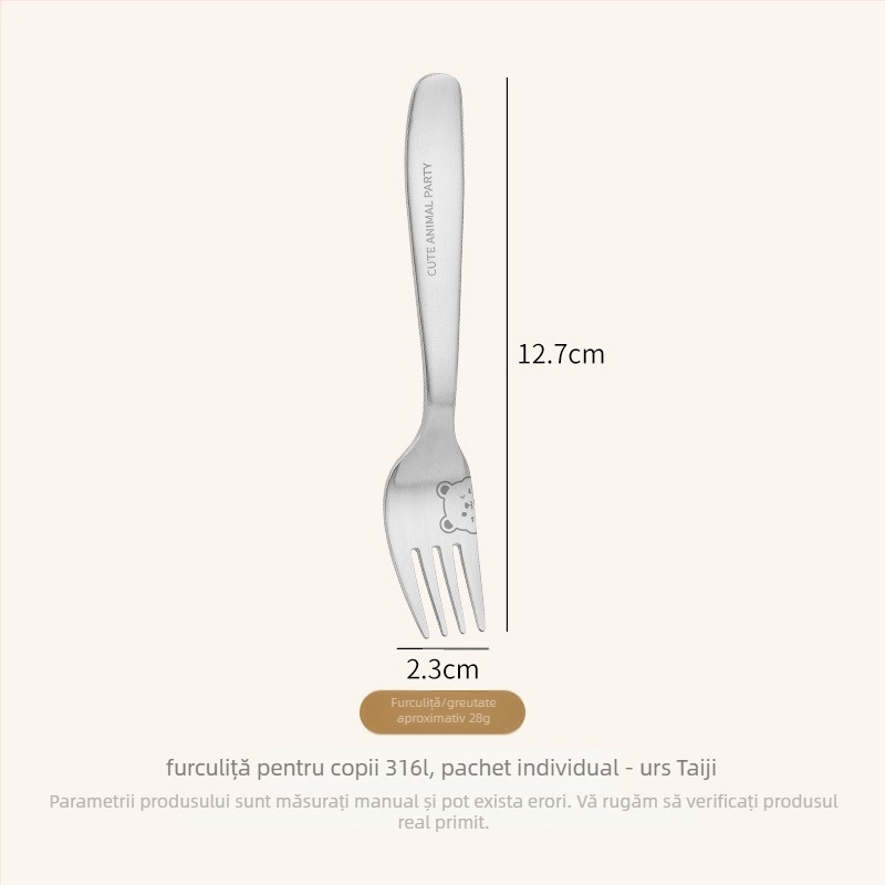 Lingură pentru copii, din oțel inoxidabil, design panda desen animat, finisaj oglindit