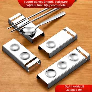 Suport pentru tacâmuri din oțel inoxidabil, suprafață oglindită, set din două piese, design integrat, model creativ