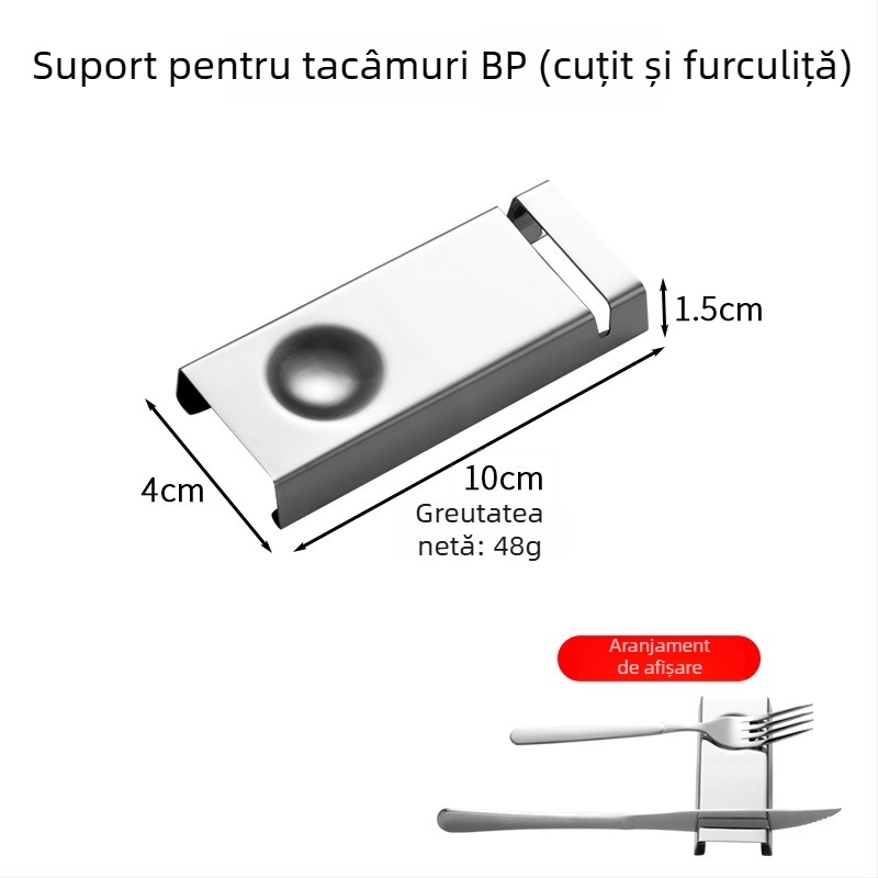 Suport pentru tacâmuri din oțel inoxidabil, suprafață oglindită, set din două piese, design integrat, model creativ