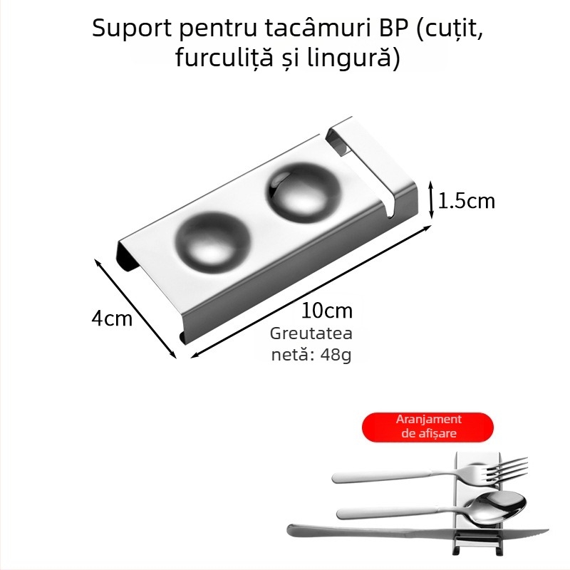 Suport pentru tacâmuri din oțel inoxidabil, suprafață oglindită, set din două piese, design integrat, model creativ