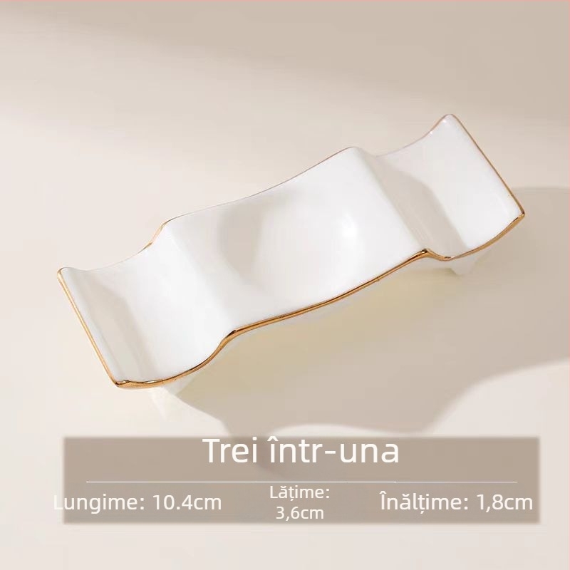 Suport ceramic pentru bețișoare și linguri | Bone China cu peste 36% pulbere de oase | Finisaj supraglazat | Personalizare disponibilă | Logo imprimat | Ambalaj: tavă
