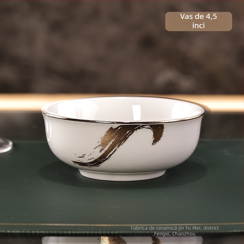 Set de veselă hotelier din bone china (>36% conținut de oase), stil lux ușor, personalizare disponibilă, imprimare logo, categorie: set masă hotelier