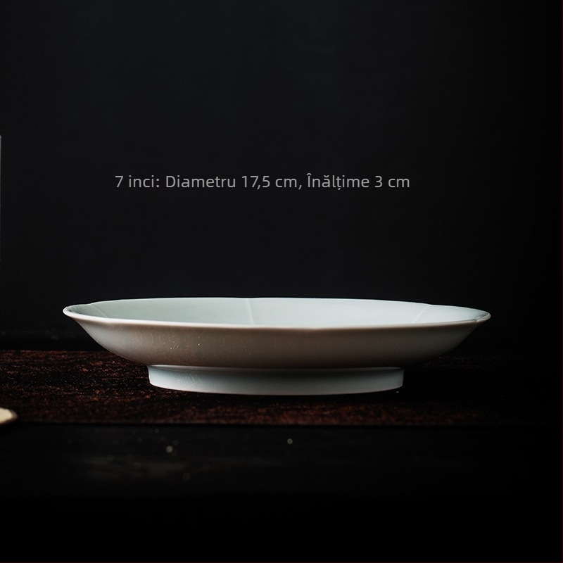 Farfurie adâncă din porțelan cu model floral, circular, stil minimalist modern, potrivit pentru microunde