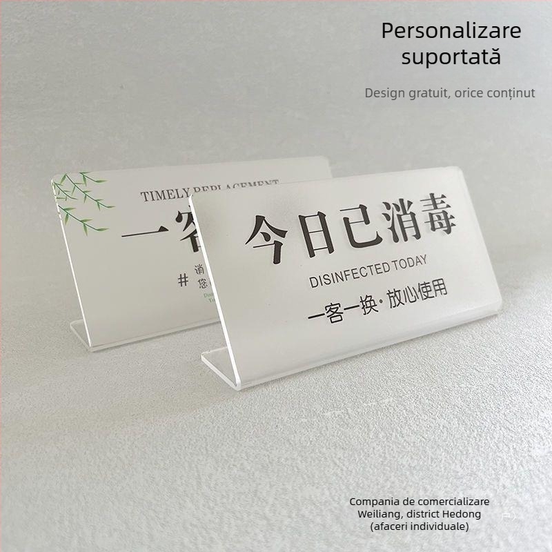 Suport pentru afișaj semn de dezinfectare – acrilic, stil coreean, pentru hoteluri