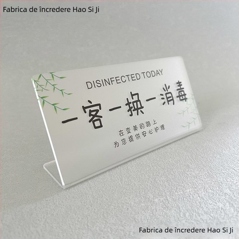 Suport pentru afișaj semn de dezinfectare – acrilic, stil coreean, pentru hoteluri