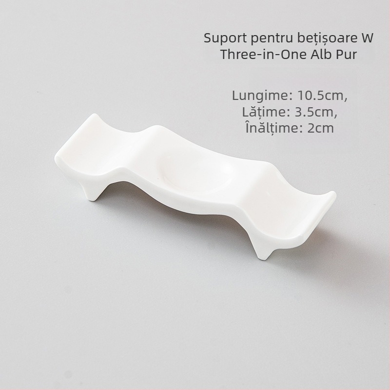 Suport din porțelan pentru bețișoare și suport pentru lingură, dublă utilizare, finisaj glazurat, decorațiune de masă hotelieră