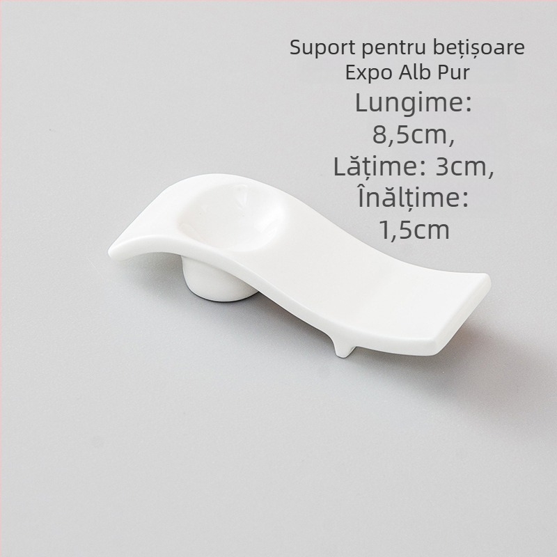 Suport din porțelan pentru bețișoare și suport pentru lingură, dublă utilizare, finisaj glazurat, decorațiune de masă hotelieră