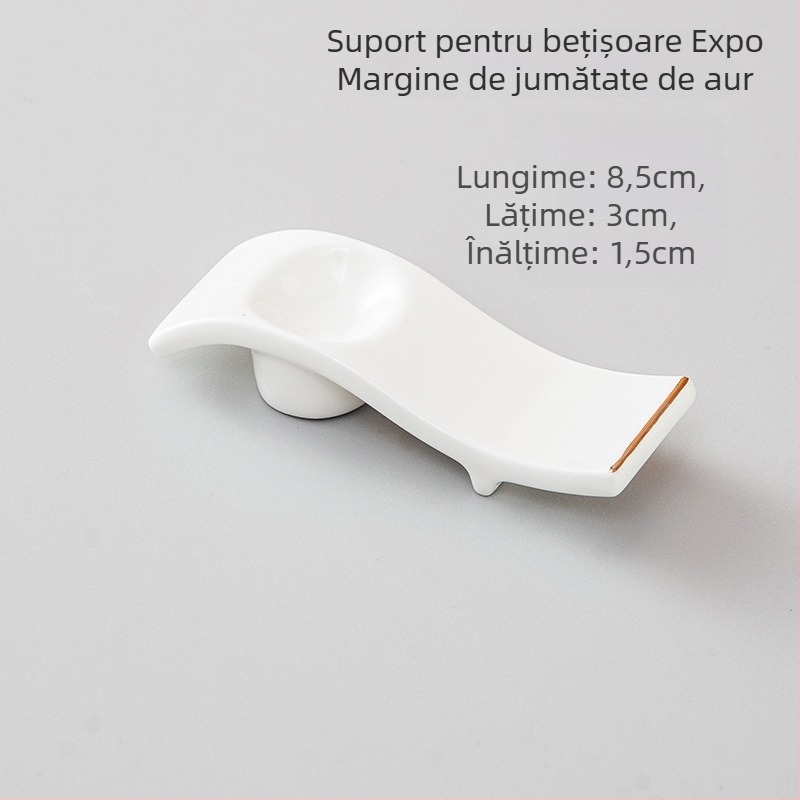 Suport din porțelan pentru bețișoare și suport pentru lingură, dublă utilizare, finisaj glazurat, decorațiune de masă hotelieră