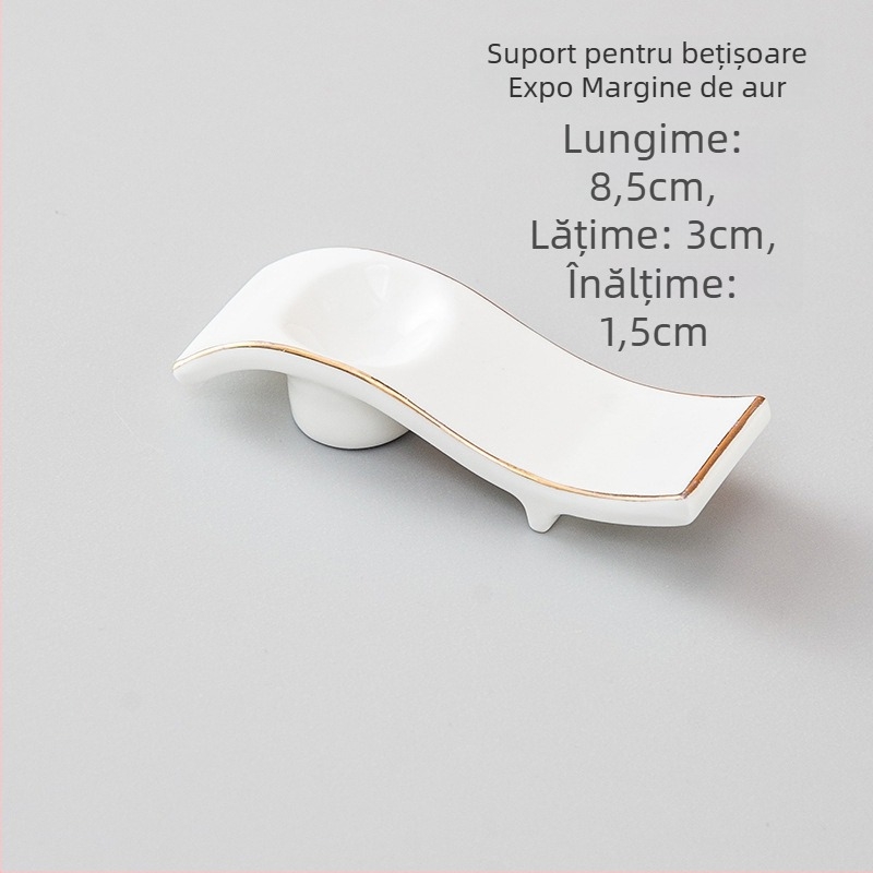 Suport din porțelan pentru bețișoare și suport pentru lingură, dublă utilizare, finisaj glazurat, decorațiune de masă hotelieră