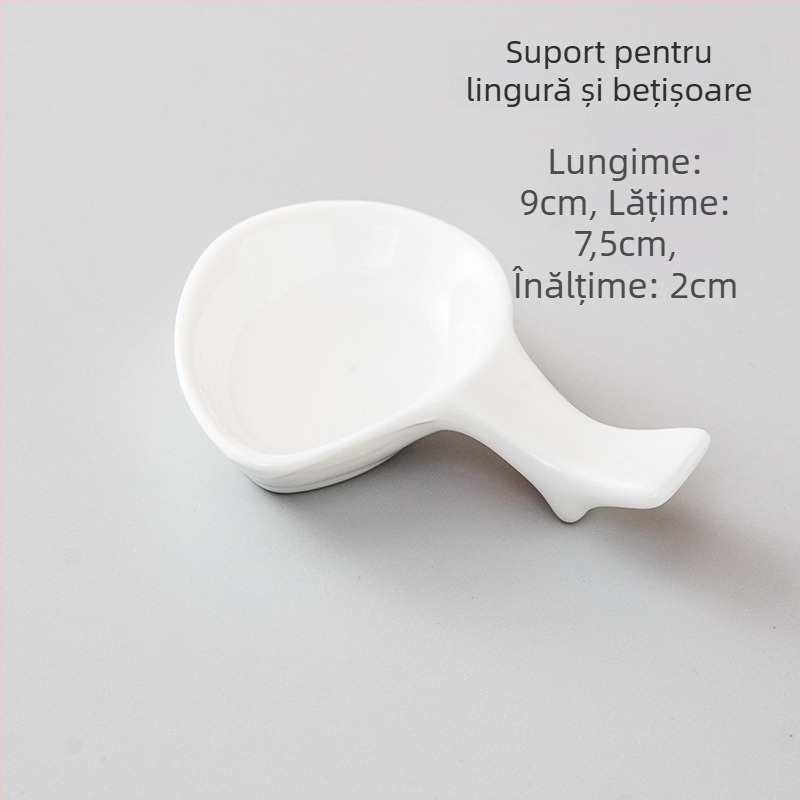 Suport din porțelan pentru bețișoare și suport pentru lingură, dublă utilizare, finisaj glazurat, decorațiune de masă hotelieră